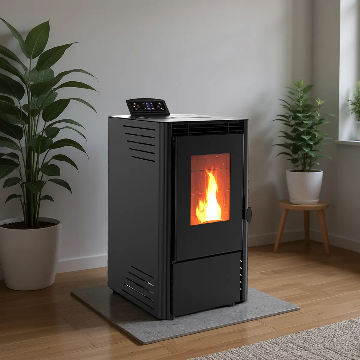 Pellet stove installation for a Derbyshire home with efficient controllable heat